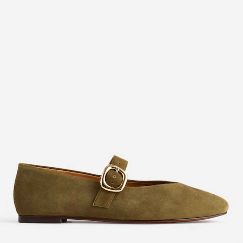 Madewell Women's Aged Olive The Remy Mary Jane Flats Sz 7.5 Stitch Fix Fall - Picture 2 of 9